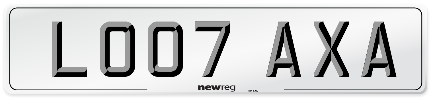 LO07 AXA Number Plate from New Reg